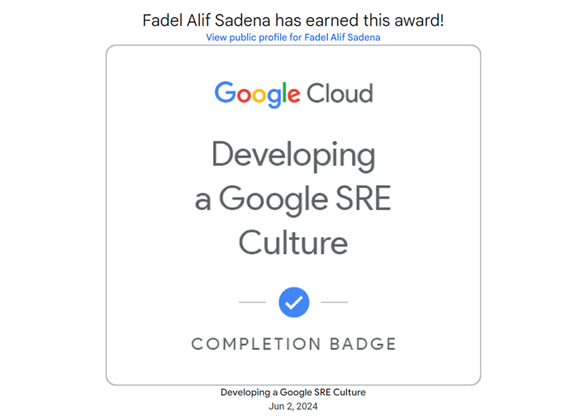 Certificate Google SRE Culture
