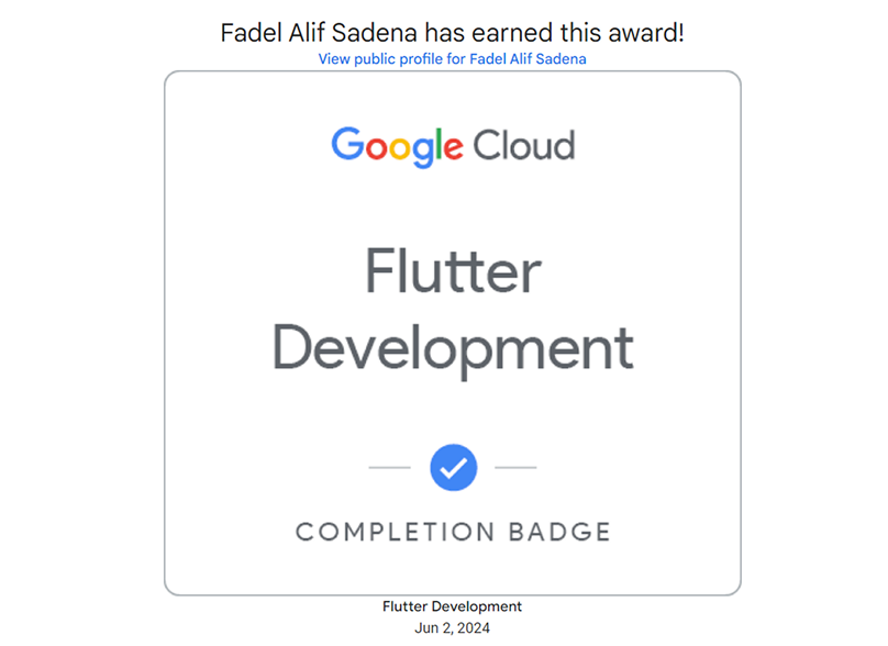 Certificate Flutter Development
